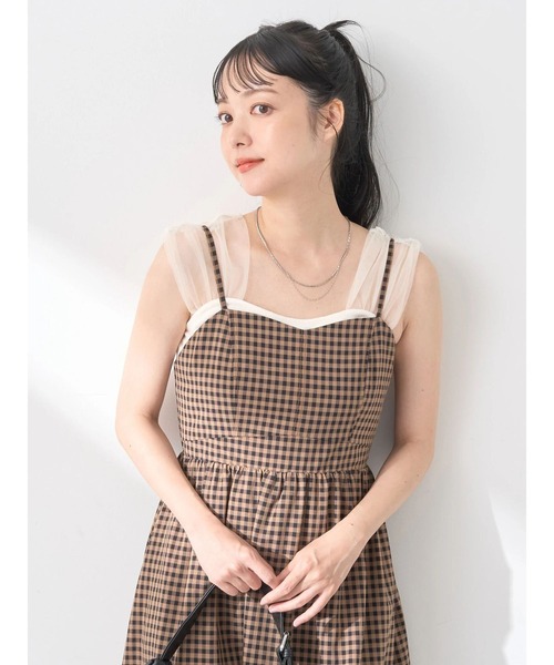 earth music&ecology(アースミュージックアンドエコロジー)の「ビスチェ風キャミドレ(ワンピース・レディース・ブラック/ブラック系その他/チェック・FREE)」の8枚目の写真