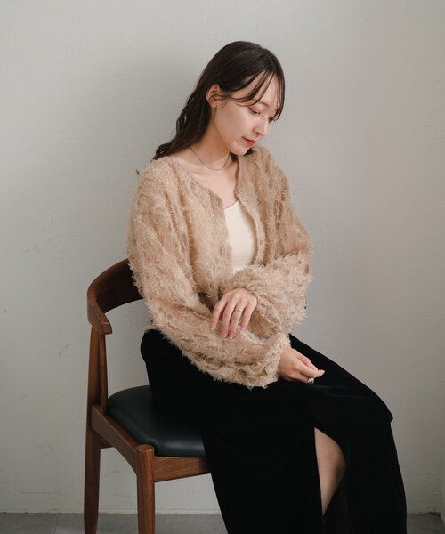 Kastane（カスタネ）の「【前後2WAY】フェザーチュールカーディガン