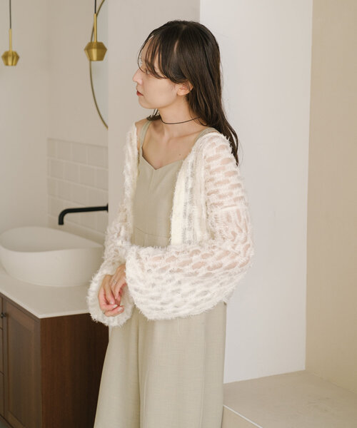 D&G チュール フェザー カーディガン 40 アンティークボタン D&G チュール フェザー カーディガン 40 アンティークボタン