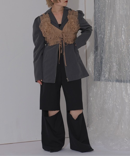 Ezick（エジック）の「Doll mood チュールフリルビスチェ（ベスト・レディース・キャメル/ボルドー/ブラック・FREE）」の19枚目の写真