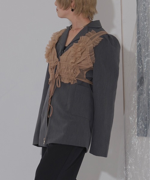 Ezick（エジック）の「Doll mood チュールフリルビスチェ（ベスト・レディース・キャメル/ボルドー/ブラック・FREE）」の15枚目の写真