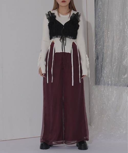 Ezick（エジック）の「Doll mood チュールフリルビスチェ（ベスト・レディース・キャメル/ボルドー/ブラック・FREE）」の13枚目の写真