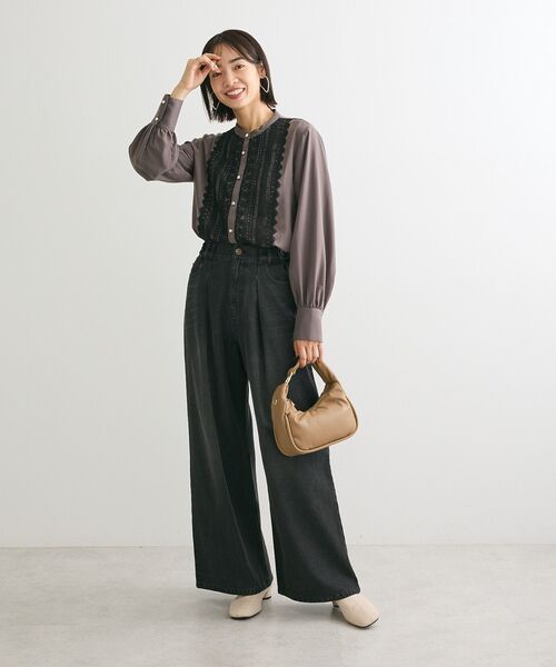 ELENCARE DUE（エレンカーレデュエ）の「・ELENCARE　DUE　フロントレースブラウス（シャツ/ブラウス・レディース・チャコールグレー/ブラック/オフホワイト・FREE）」の10枚目の写真