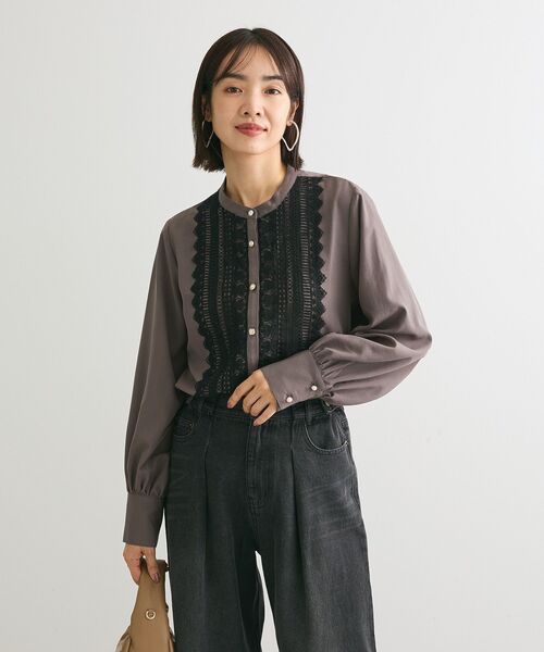 ELENCARE DUE（エレンカーレデュエ）の「・ELENCARE　DUE　フロントレースブラウス（シャツ/ブラウス・レディース・チャコールグレー/ブラック/オフホワイト・FREE）」の13枚目の写真