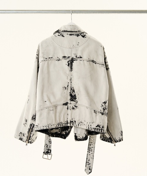 DISCOVERED(ディスカバード)の「DISCOVERED BLACK BLEACH W RIDERS BLOUSON(ライダースジャケット・メンズ・ブラック/ホワイト・1/3)」の6枚目の写真