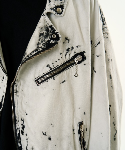 DISCOVERED(ディスカバード)の「DISCOVERED BLACK BLEACH W RIDERS BLOUSON(ライダースジャケット・メンズ・ブラック/ホワイト・1/3)」の19枚目の写真
