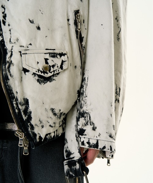DISCOVERED(ディスカバード)の「DISCOVERED BLACK BLEACH W RIDERS BLOUSON(ライダースジャケット・メンズ・ブラック/ホワイト・1/3)」の20枚目の写真