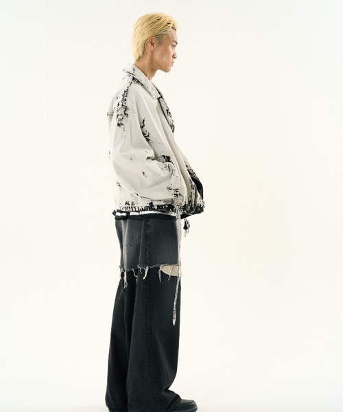 DISCOVERED(ディスカバード)の「DISCOVERED BLACK BLEACH W RIDERS BLOUSON(ライダースジャケット・メンズ・ブラック/ホワイト・1/3)」の16枚目の写真