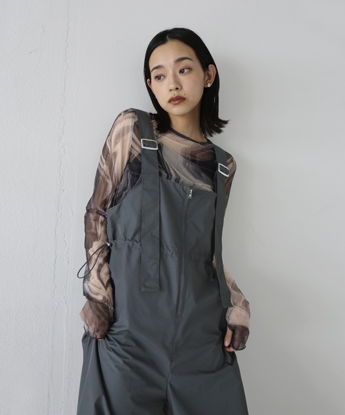 hellam（へラム）の「ナイロンサイドタックオールインワン（つなぎ/オールインワン・レディース・チャコール/アイボリー/ブラック・FREE）」の15枚目の写真