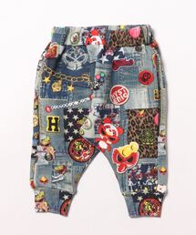 HYSTERIC MINI | SCRATCH DENIM総柄 Viscotex 膝下丈 サルエルパンツ(その他パンツ)