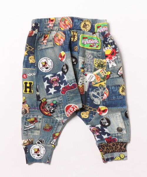 HYSTERIC MINI(ヒステリックミニ)の「SCRATCH DENIM総柄 Viscotex 膝下丈 サルエルパンツ(その他パンツ・キッズ・ダークインディゴブルー・90)」の2枚目の写真