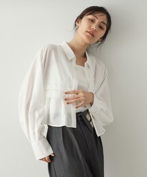 OPAQUE.CLIP | ピンタックフリル ショートシャツ【洗濯機洗い可】(シャツ/ブラウス)