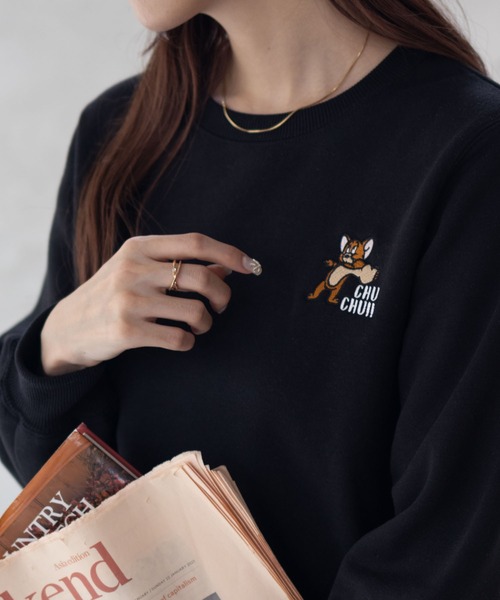 Tom&Jerry(トムアンドジェリー)の「TOM&JERRY トムとジェリー プリント 刺繍 トレーナー(スウェット・レディース・クリーム/ブラック/ベージュ・M/L)」の21枚目の写真
