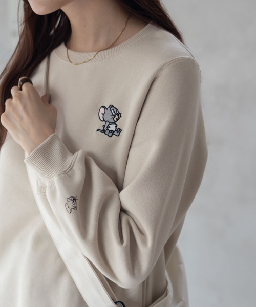 Tom&Jerry(トムアンドジェリー)の「TOM&JERRY トムとジェリー プリント 刺繍 トレーナー(スウェット・レディース・クリーム/ブラック/ベージュ・M/L)」の16枚目の写真