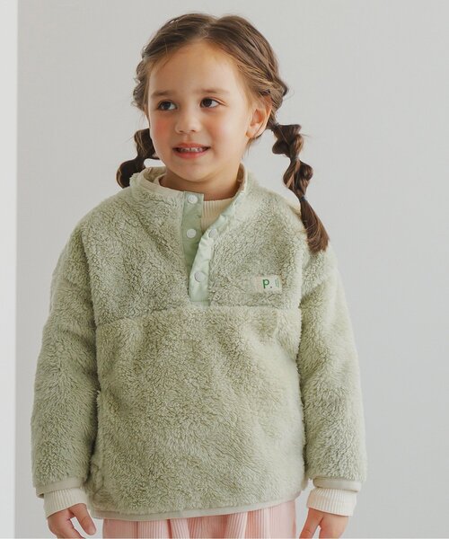 p.premier(ピードットプルミエ)の「ファーフリースプルオーバー(スウェット・キッズ・ブラック/ブルー/パープル/ミント・80/90/100/110/120/130/140)」の1枚目の写真