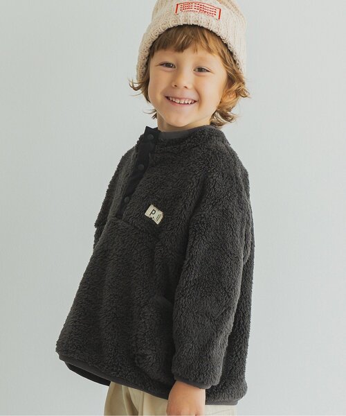 p.premier(ピードットプルミエ)の「ファーフリースプルオーバー(スウェット・キッズ・ブラック/ブルー/パープル/ミント・80/90/100/110/120/130/140)」の2枚目の写真