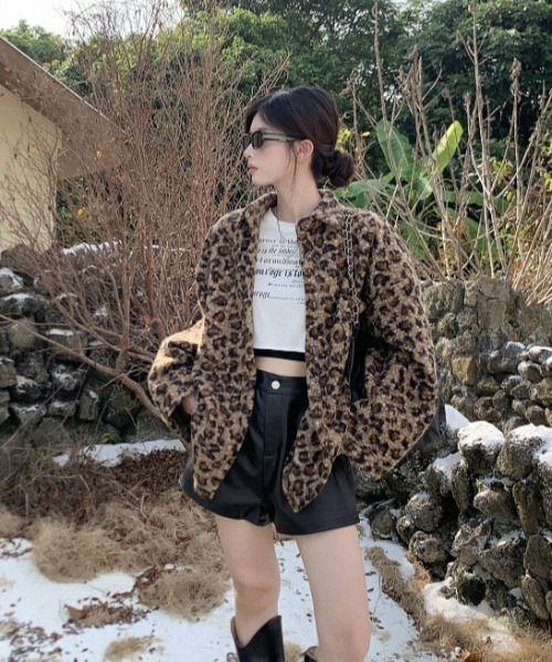 セール】選べるヒョウ柄orゼブラ柄 シャツ風ボアジャケット（その他