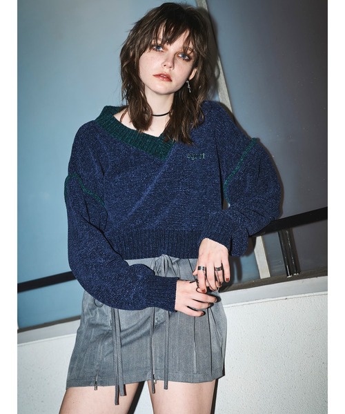 EGOIST（エゴイスト）の「配色モールニットトップス（ニット/セーター・レディース・ブラック/ネイビー/ホワイト・FREE）」の18枚目の写真