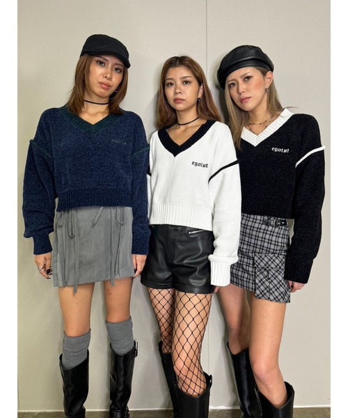 EGOIST（エゴイスト）の「配色モールニットトップス（ニット/セーター・レディース・ブラック/ネイビー/ホワイト・FREE）」の21枚目の写真