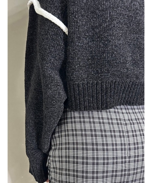 EGOIST（エゴイスト）の「配色モールニットトップス（ニット/セーター・レディース・ブラック/ネイビー/ホワイト・FREE）」の7枚目の写真