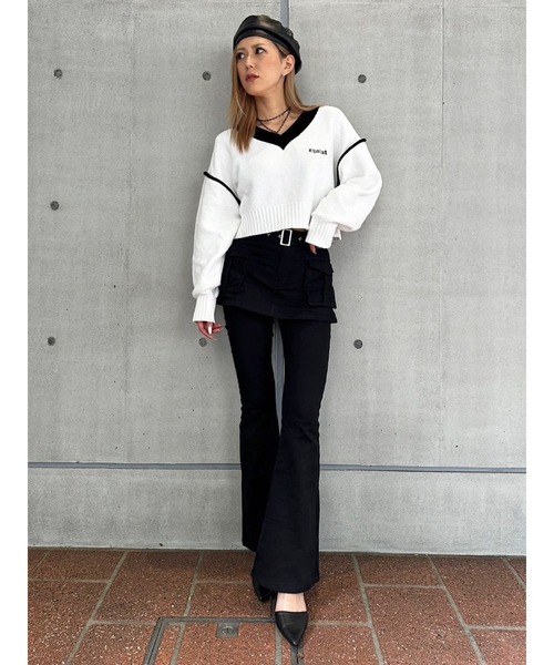 EGOIST（エゴイスト）の「配色モールニットトップス（ニット/セーター・レディース・ブラック/ネイビー/ホワイト・FREE）」の12枚目の写真