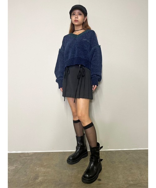 EGOIST（エゴイスト）の「配色モールニットトップス（ニット/セーター・レディース・ブラック/ネイビー/ホワイト・FREE）」の16枚目の写真