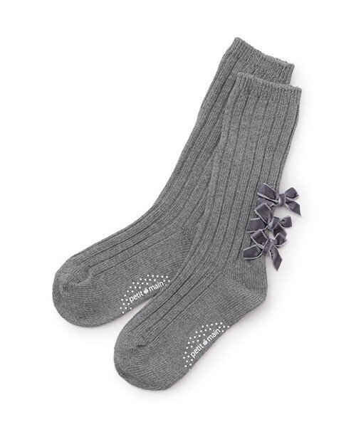 petit main(プティマイン)の「リボンハイソックス(ソックス/靴下・キッズ・ベージュ/グレー/アイボリー・SS/S/M/L)」の2枚目の写真