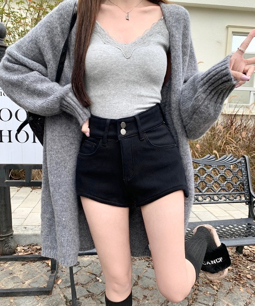 Riff(リフ)の「裏起毛ハイウエストショートパンツ(その他パンツ・レディース・ベージュ/モカ/ピンク/ブラック/ブルー・L/M/S)」の10枚目の写真