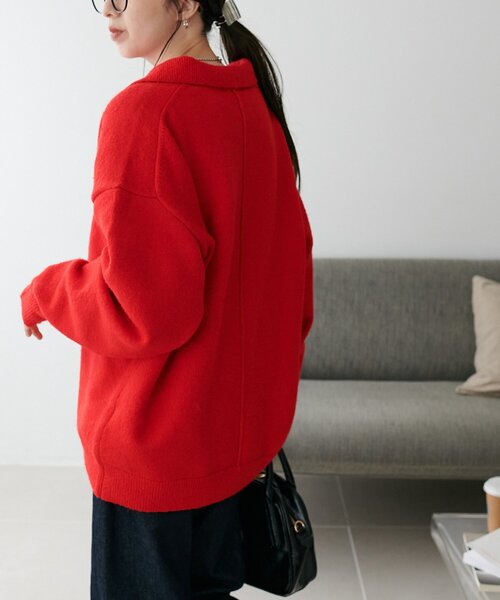 DISCOAT（ディスコート）の「【WEB限定】スキッパーニット《ユニセックス》（ニット/セーター・レディース・レッド/ブラック/アイボリー・FREE）」の16枚目の写真