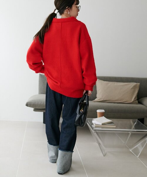 DISCOAT（ディスコート）の「【WEB限定】スキッパーニット《ユニセックス》（ニット/セーター・レディース・レッド/ブラック/アイボリー・FREE）」の19枚目の写真