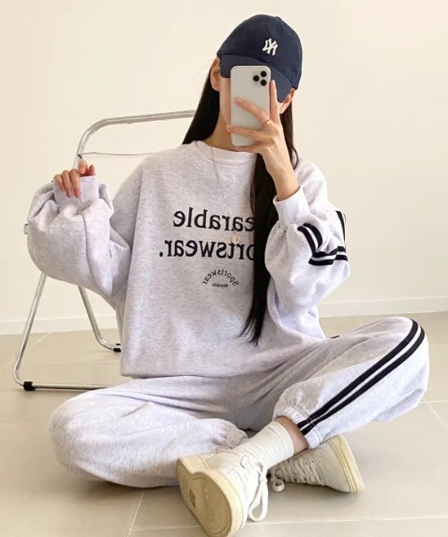 WEGO(ウィゴー)の「WEGO/裏起毛サイドラインスウェットルームウェア上下セット(ルームウェア/パジャマ・レディース・ピンク/グレー/ブラック・MEDIUM/LARGE)」の8枚目の写真