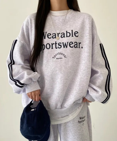 WEGO(ウィゴー)の「WEGO/裏起毛サイドラインスウェットルームウェア上下セット(ルームウェア/パジャマ・レディース・ピンク/グレー/ブラック・MEDIUM/LARGE)」の9枚目の写真