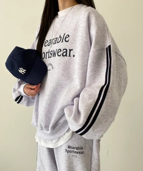 WEGO(ウィゴー)の「WEGO/裏起毛サイドラインスウェットルームウェア上下セット(ルームウェア/パジャマ・レディース・ピンク/グレー/ブラック・MEDIUM/LARGE)」の12枚目の写真