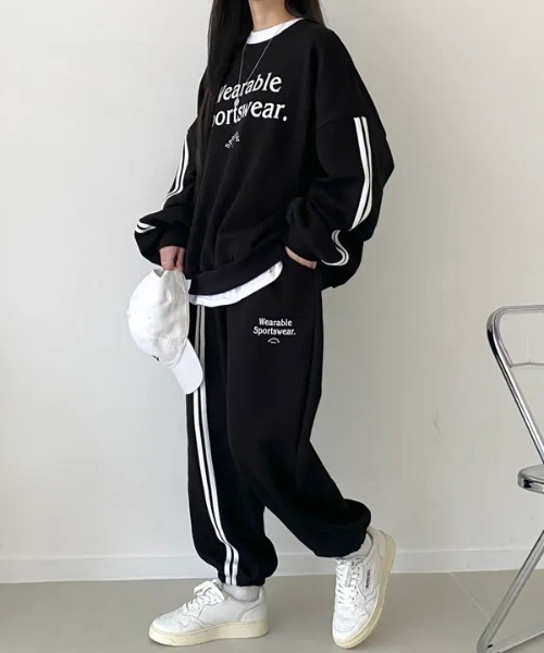 WEGO(ウィゴー)の「WEGO/裏起毛サイドラインスウェットルームウェア上下セット(ルームウェア/パジャマ・レディース・ピンク/グレー/ブラック・MEDIUM/LARGE)」の14枚目の写真