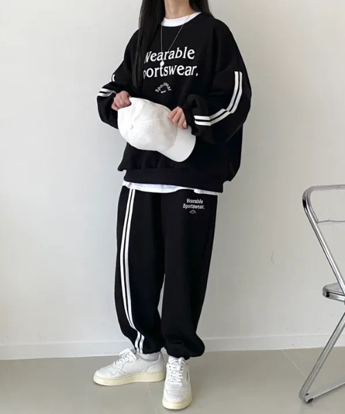 WEGO(ウィゴー)の「WEGO/裏起毛サイドラインスウェットルームウェア上下セット(ルームウェア/パジャマ・レディース・ピンク/グレー/ブラック・MEDIUM/LARGE)」の17枚目の写真