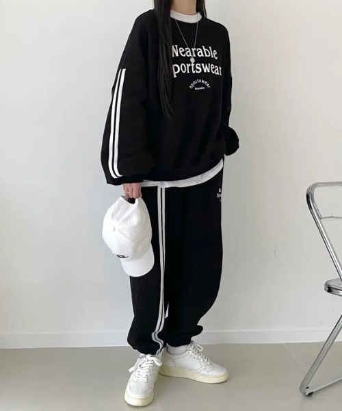 WEGO(ウィゴー)の「WEGO/裏起毛サイドラインスウェットルームウェア上下セット(ルームウェア/パジャマ・レディース・ピンク/グレー/ブラック・MEDIUM/LARGE)」の19枚目の写真