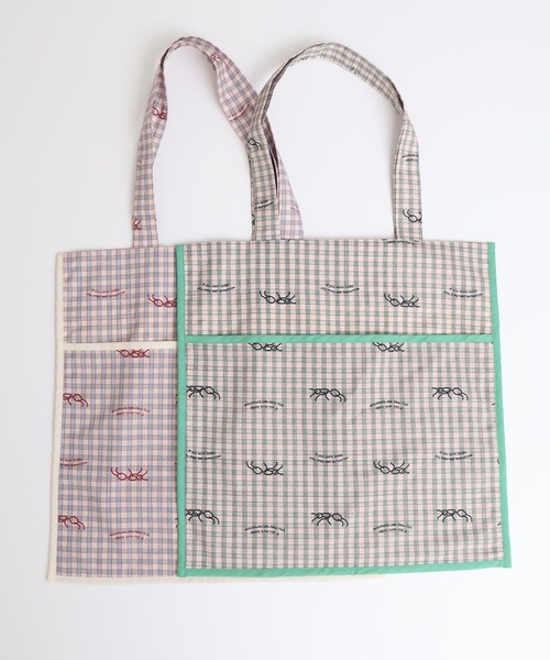 I am I in fact...(アイアムアイインファクト)の「●ANT CHECK パイピングトートバッグ(トートバッグ・レディース・グリーン/レッド・FREE)」の3枚目の写真