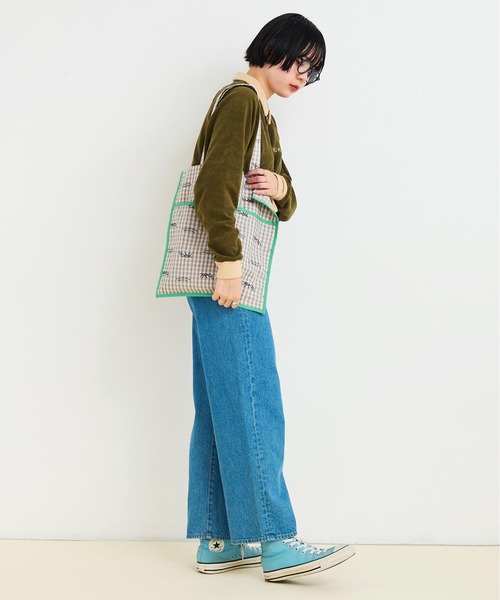 I am I in fact...(アイアムアイインファクト)の「●ANT CHECK パイピングトートバッグ(トートバッグ・レディース・グリーン/レッド・FREE)」の12枚目の写真