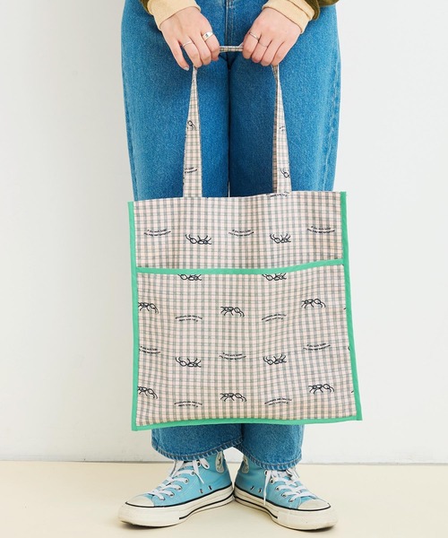 I am I in fact...(アイアムアイインファクト)の「●ANT CHECK パイピングトートバッグ(トートバッグ・レディース・グリーン/レッド・FREE)」の15枚目の写真