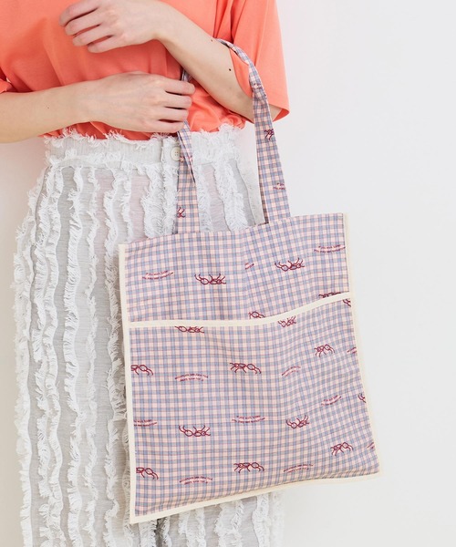 I am I in fact...(アイアムアイインファクト)の「●ANT CHECK パイピングトートバッグ(トートバッグ・レディース・グリーン/レッド・FREE)」の10枚目の写真