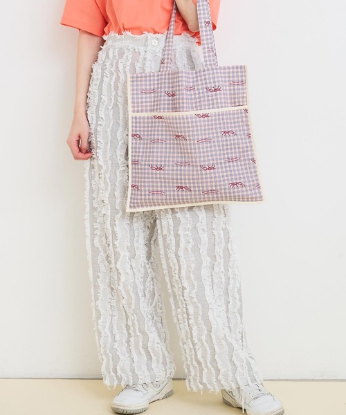 I am I in fact...(アイアムアイインファクト)の「●ANT CHECK パイピングトートバッグ(トートバッグ・レディース・グリーン/レッド・FREE)」の21枚目の写真