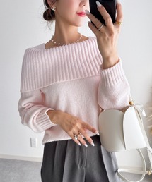 レディースのニット/セーター（ピンク/桃色系・オフショルダー