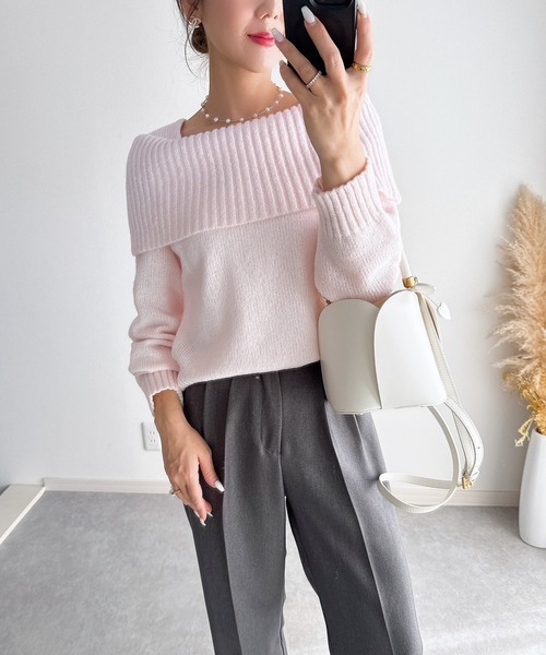 ZOZO限定】モヘアタッチオフショルダーニット（ニット/セーター