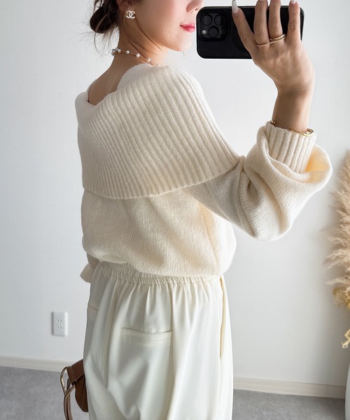 オフショルダー グレー ニット 楽天市場】【取寄】ニットトップス レディース ニット セーター