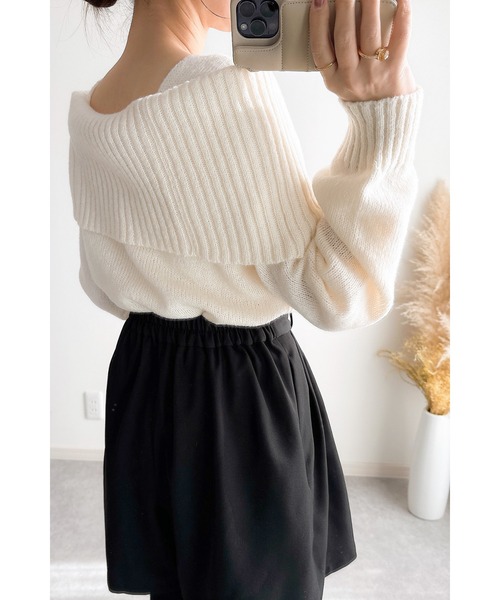 &. NOSTALGIA（アンドドットノスタルジア）の「【ZOZO限定】モヘアタッチオフショルダーニット（ニット/セーター・レディース・アイボリー/ブラック/グレー/ピンク・M）」の13枚目の写真