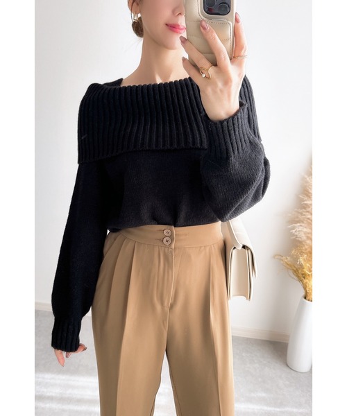 &. NOSTALGIA（アンドドットノスタルジア）の「【ZOZO限定】モヘアタッチオフショルダーニット（ニット/セーター・レディース・アイボリー/ブラック/グレー/ピンク・M）」の19枚目の写真