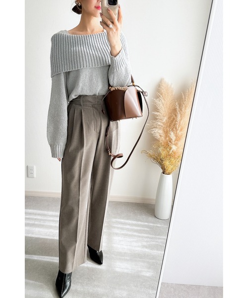 &. NOSTALGIA（アンドドットノスタルジア）の「【ZOZO限定】モヘアタッチオフショルダーニット（ニット/セーター・レディース・アイボリー/ブラック/グレー/ピンク・M）」の10枚目の写真