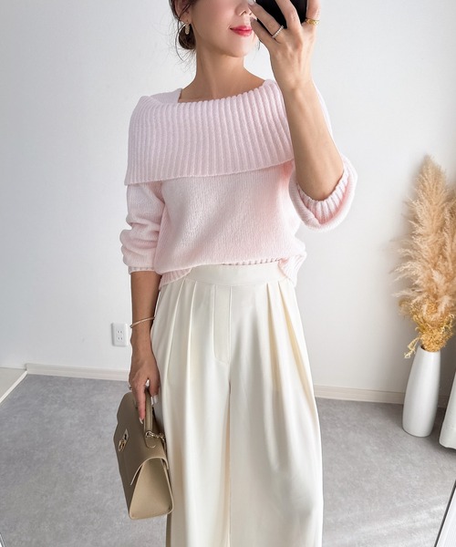 ZOZO限定】モヘアタッチオフショルダーニット（ニット/セーター