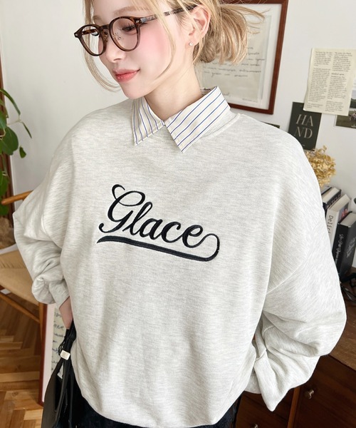 moment+(モーメントプラス)の「裏毛ロゴ刺繍スウェットプルオーバー(スウェット・レディース・ベージュ/オートミール/ピンク/アイボリー/ブラック・M)」の4枚目の写真