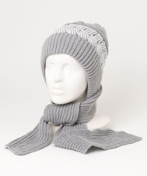 セール】【HIKA】ストール付きニットCAP（ニットキャップ